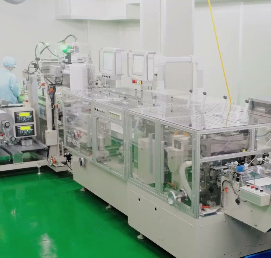 Patch packaging line in a cleanroom