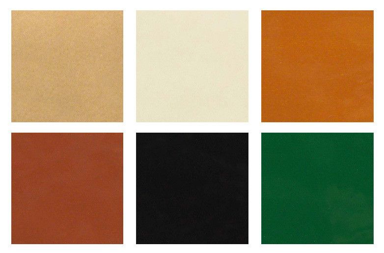 Six patch color samples: skin tone, light brown, dark brown, red-brown, black and green
