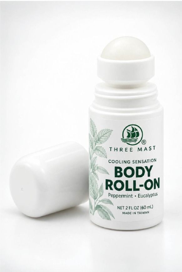 Label design preview of the 60 mL Body Roll-On bottle